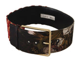 Dolce & Gabbana Multicolor Wide Leather Floral Gold Metal Buckle Belt -   -  Dolce & Gabbana.